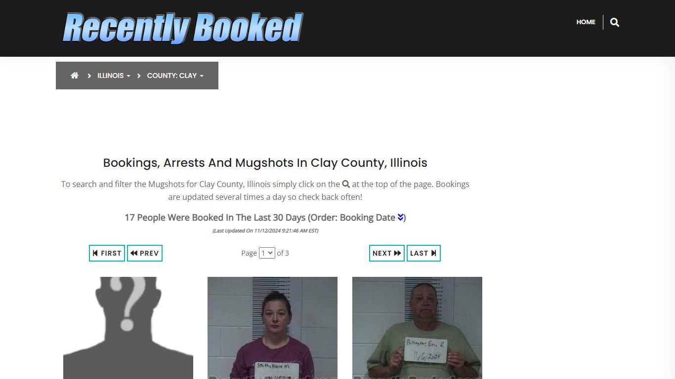 Bookings, Arrests and Mugshots in Clay County, Illinois - Recently Booked